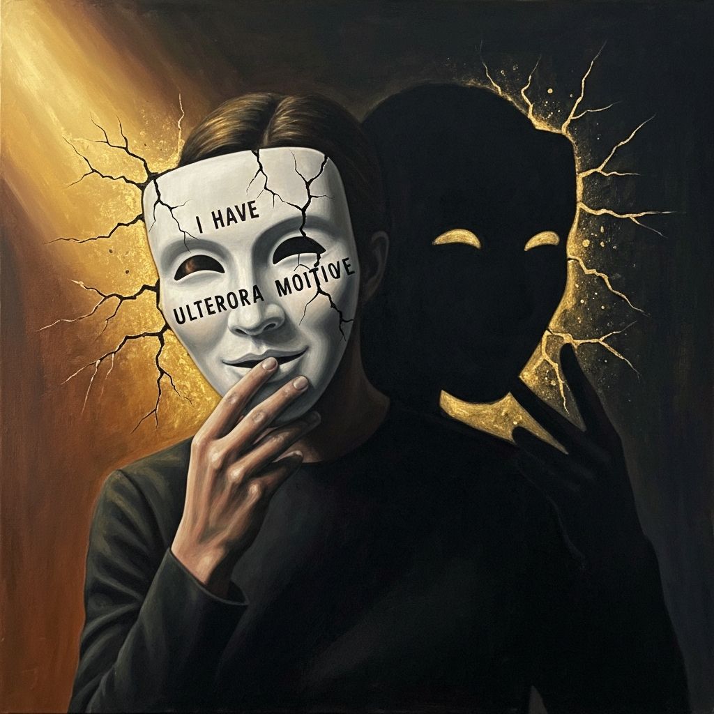 Protestation - The mask of innocence cracking to reveal truth